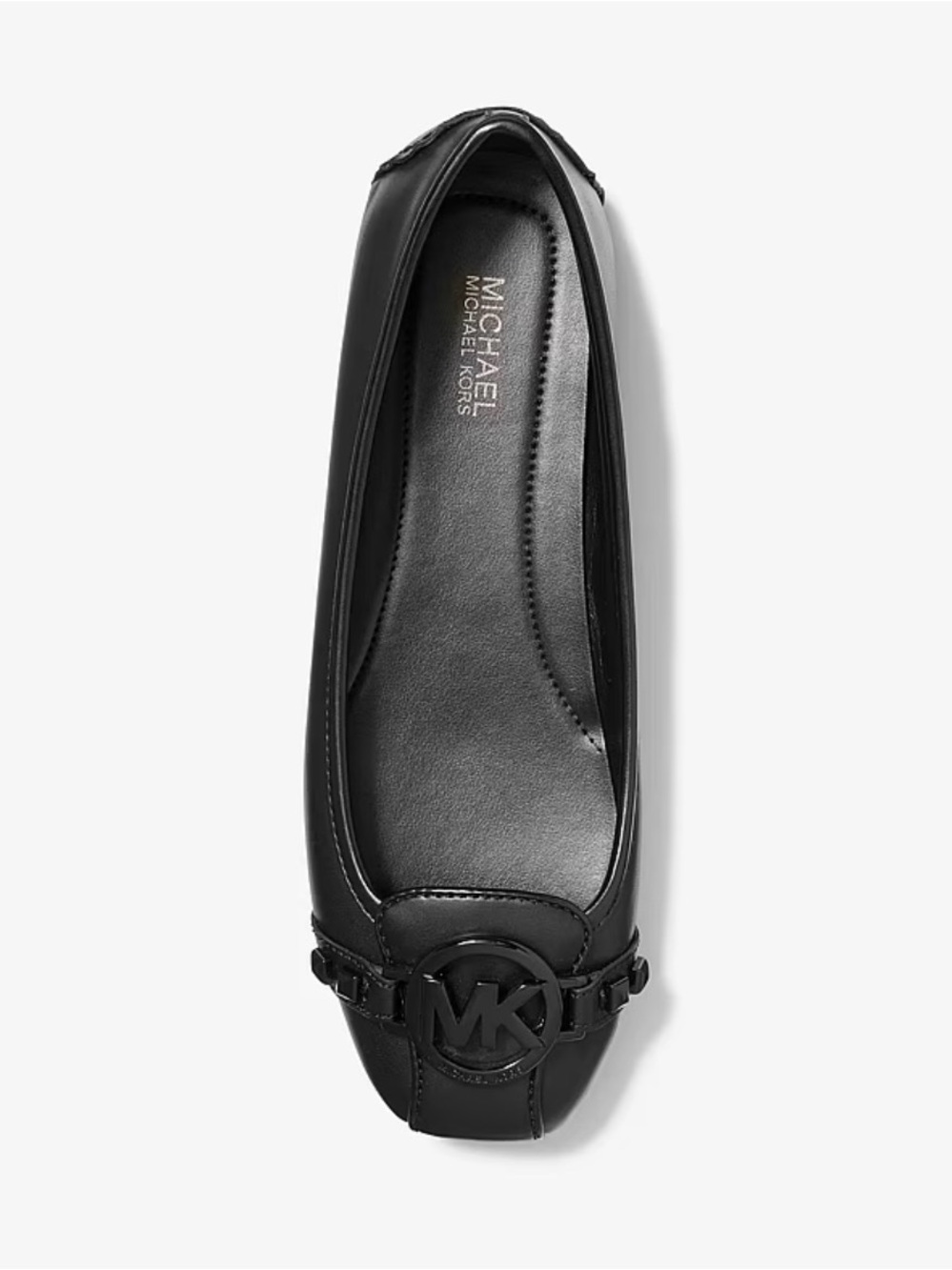 Michael Kors Black Leather MK Logo Ballet Flat